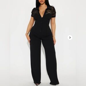 Fashion Nova Black Lace Detail Jumpsuit